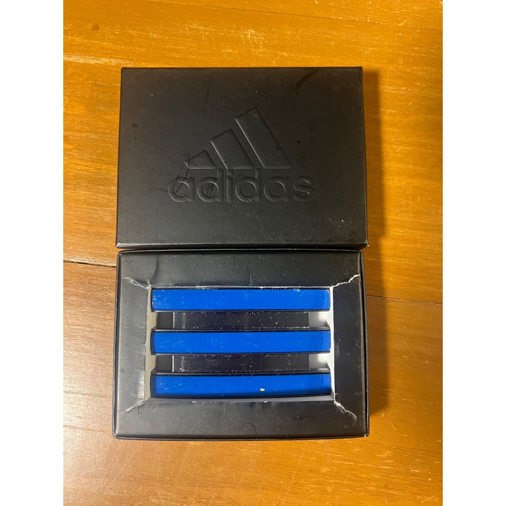 Adidas Three Stripe Belt Buckle Blue Black Rectangular Metal Accessory‎ with Box